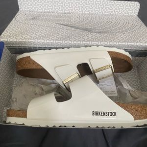 White with gold buckle Birkenstock